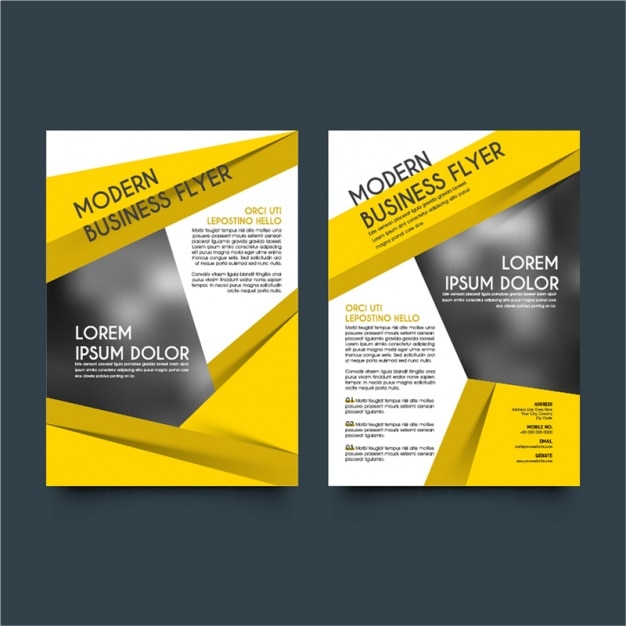 Vector folleto de negocios moderno con formas amarillas