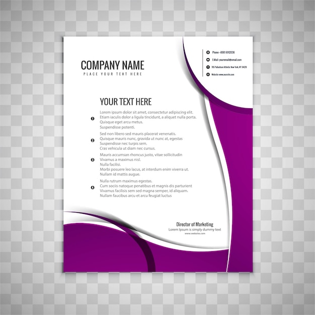 Folleto de negocios morado ondulado