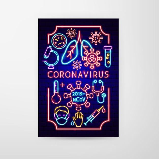 Folleto de neón de coronavirus