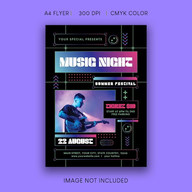 Vector folleto de la noche de música