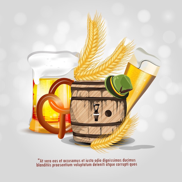 Folleto de oktoberfest. afiche del festival de cerveza vectorial con taza de vidrio esbozada a mano vintage.