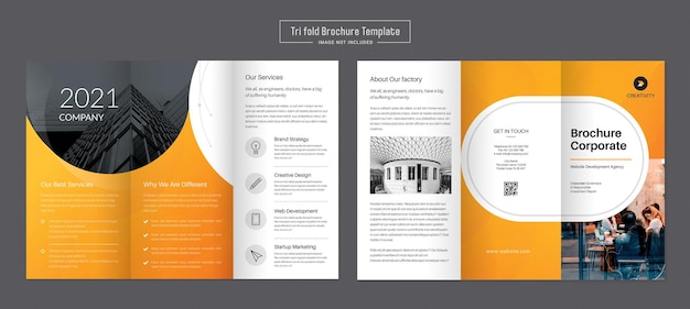 Vector folleto plegable triple para empresas y publicidad