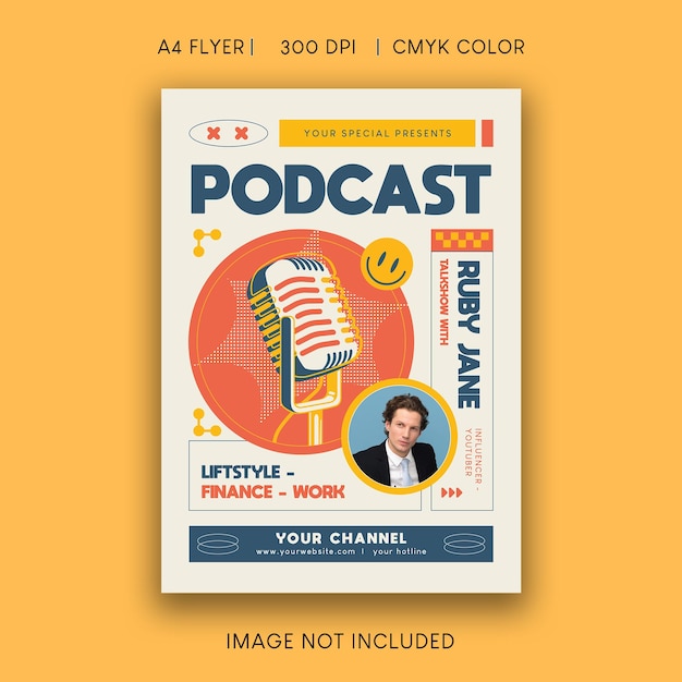 Vector folleto de podcast en vivo