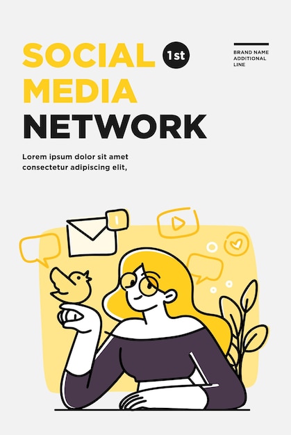 Vector folleto de póster o plantilla de diseño de banner ilustraciones del concepto de negocio medios en línea