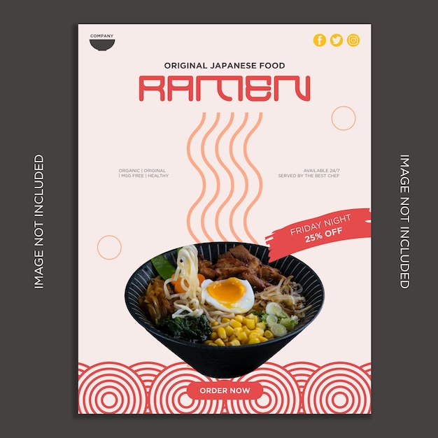 Vector folleto de promoción de ramen