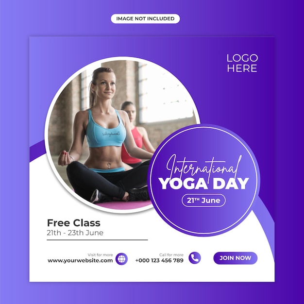 Folleto promocional para el evento del Día Internacional del Yoga