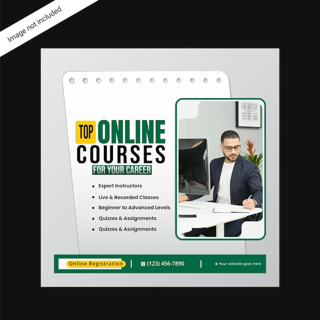 Folleto promocional para los mejores cursos en línea