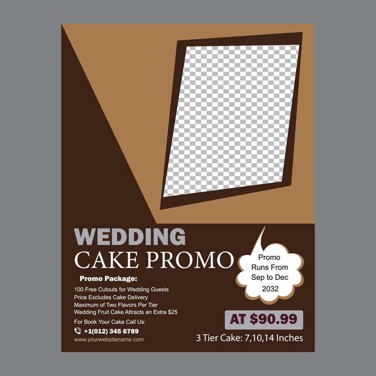 El folleto promocional de la tarta de bodas