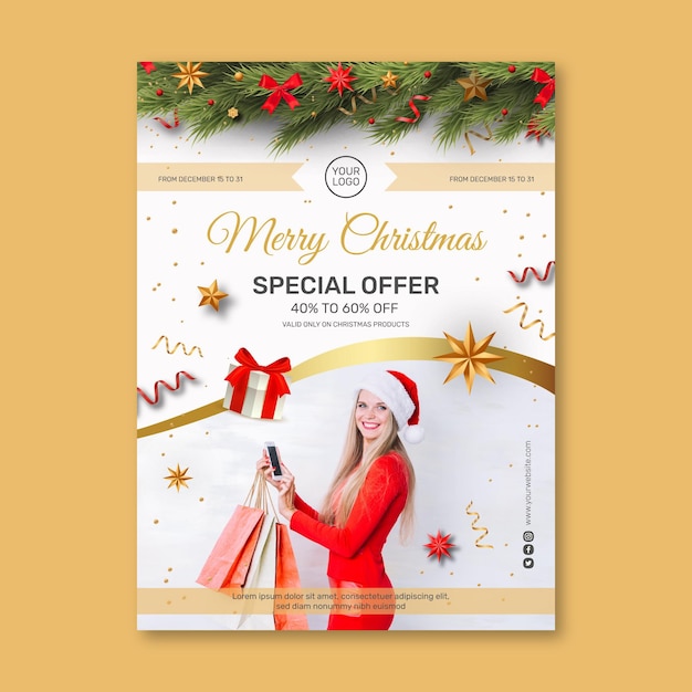 Folleto de rebajas de navidad a5 vertical