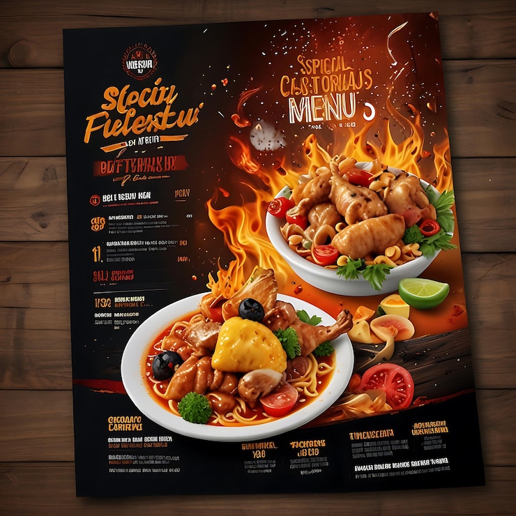 Vector folleto de redes sociales de menú especial caliente y delicioso psd premium