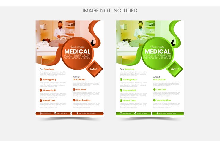 Folleto de salud vectorial o diseño de plantilla con servicio dado para publicación