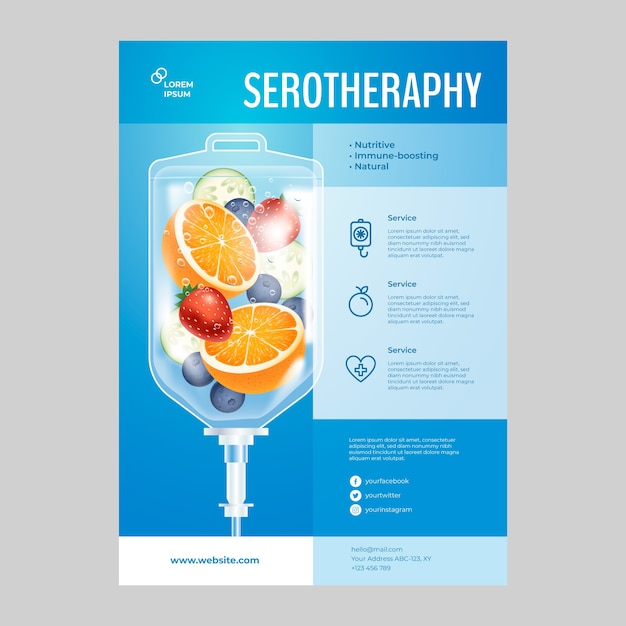 Vector folleto de seroterapia de tratamientos estéticos realistas.