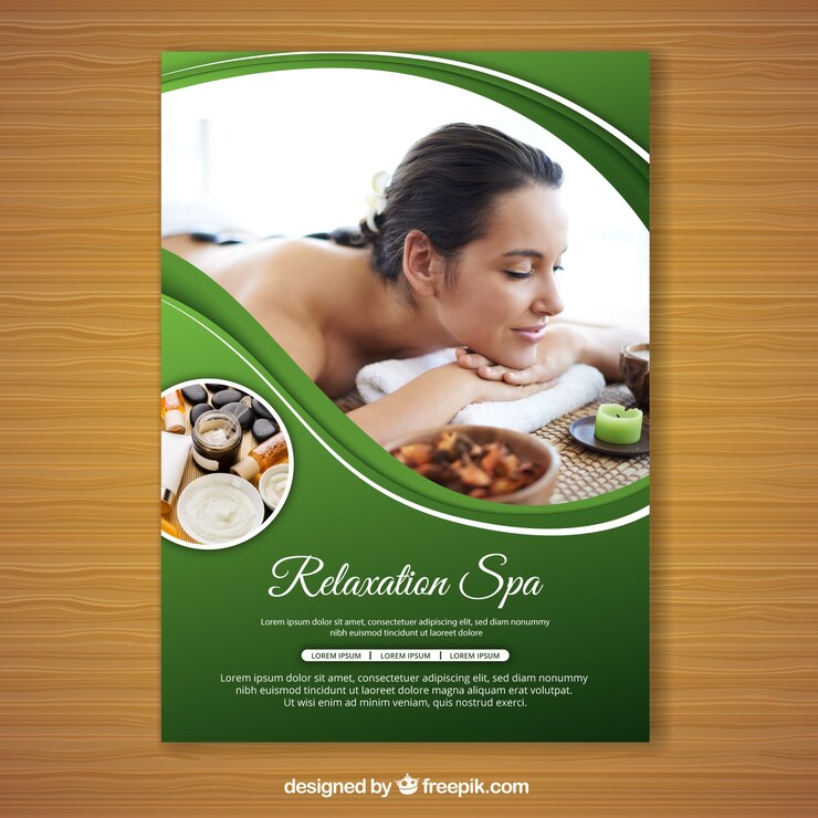Vector folleto de spa con una foto
