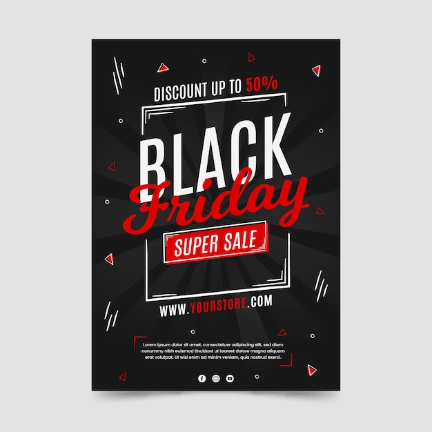 Vector folleto de super venta dibujado a mano de viernes negro