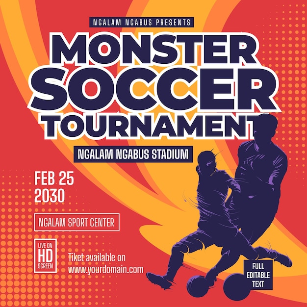 Folleto del torneo de fútbol monster soccer.