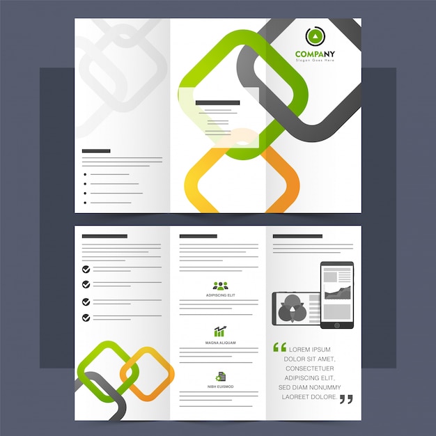 Folleto Tri-Fold Corporativo, Folleto con cuadrados.