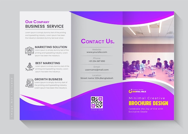 Folleto triplo creativo mínimo para servicios empresariales