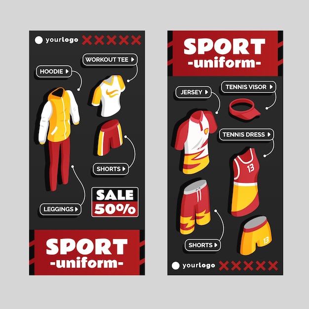 Folleto de uniformes deportivos con promoción de ventas