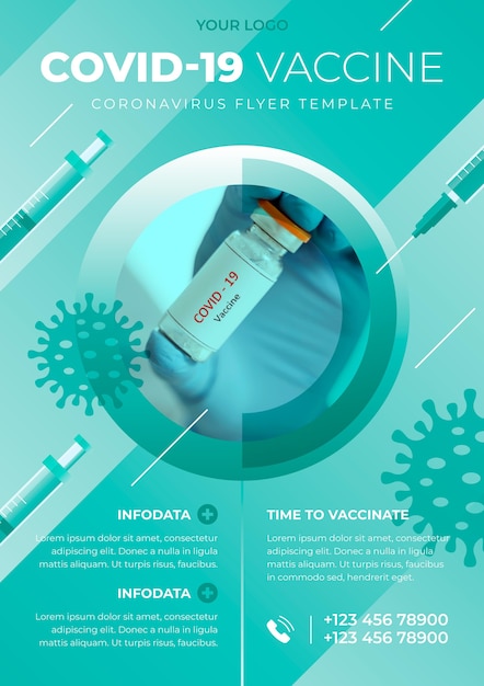 Vector folleto de vacunación de coronavirus estilo degradado