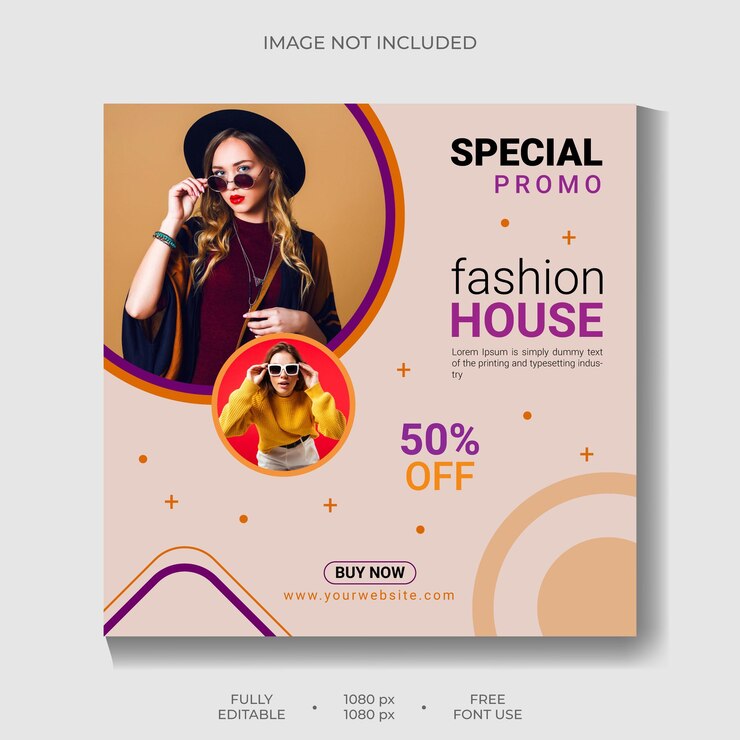 Un folleto para una venta de moda con una mujer en él.