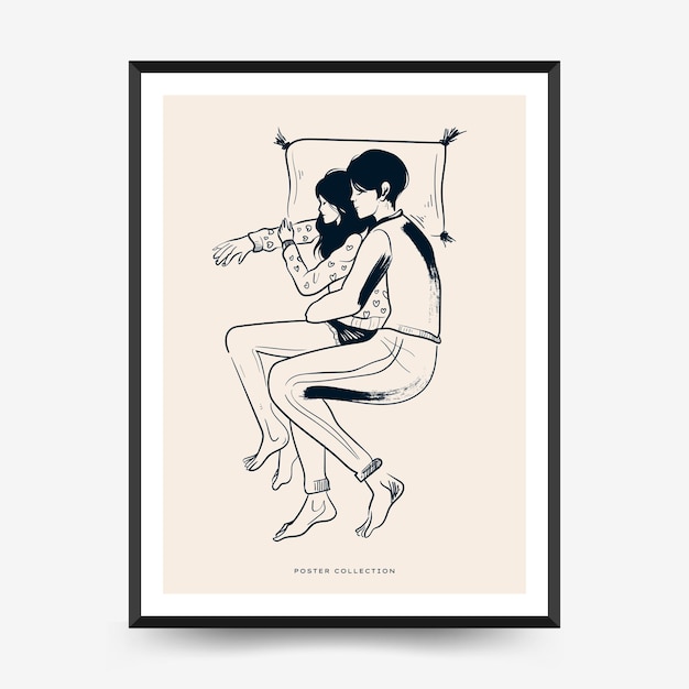 Folleto vertical de amor moderno o plantilla de póster Tarjeta de San Valentín dibujada a mano romántica