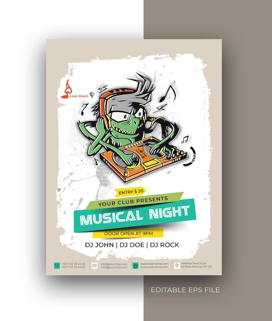 Vector folleto de volante de música plantilla de diseño de promoción de publicación de redes sociales