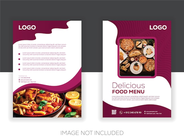 Folletos de dos lados para un folleto de comida deliciosa para negocios de restaurantes