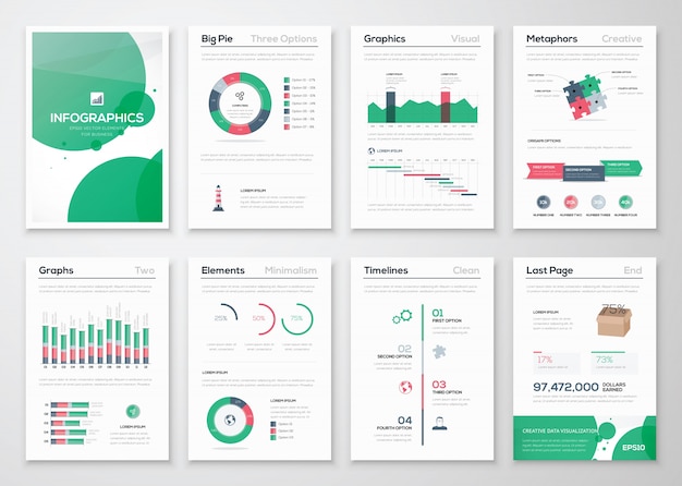Folletos empresariales infográficos para la visualización de datos creativos
