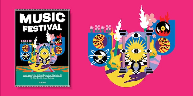 Vector folletos del festival de música