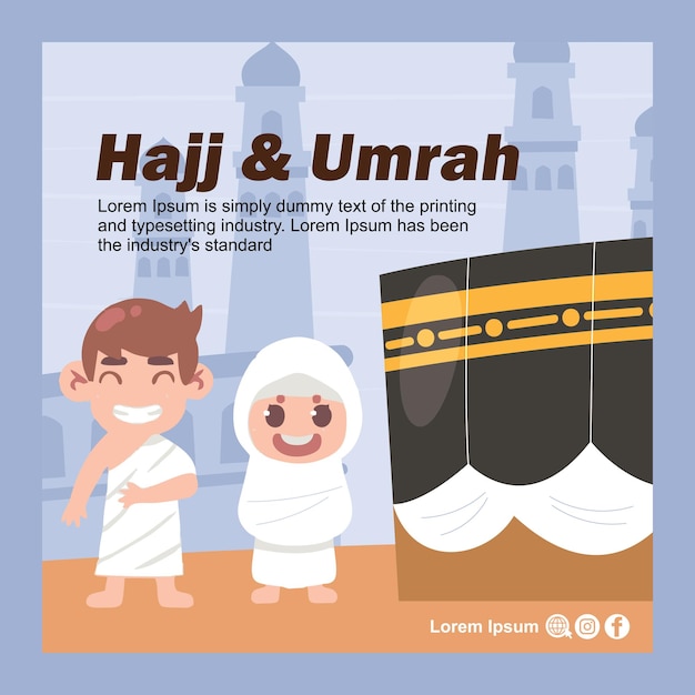 Vector folletos de hajj y umrah para niños