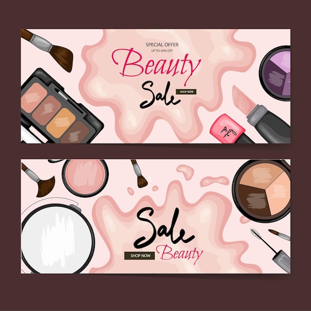 Vector folletos con plantilla de productos cosméticos para texto estilo de dibujos animados ilustración vectorial