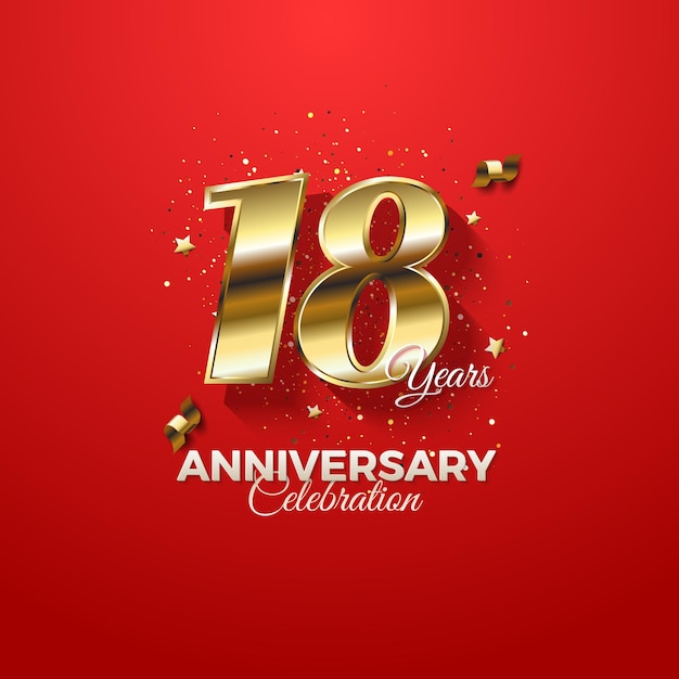 Fondo del 18 aniversario con rayas doradas.