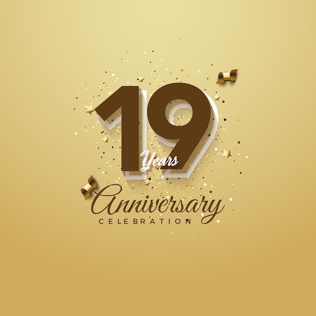 Vector fondo de 19 aniversario con diseño simple