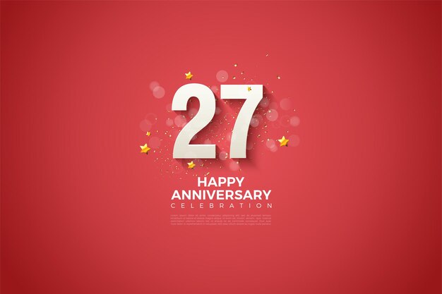 Fondo de 27 aniversario con números y círculos pequeños.