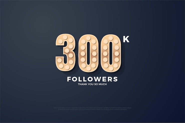 Vector fondo 300k seguidores con números 3d