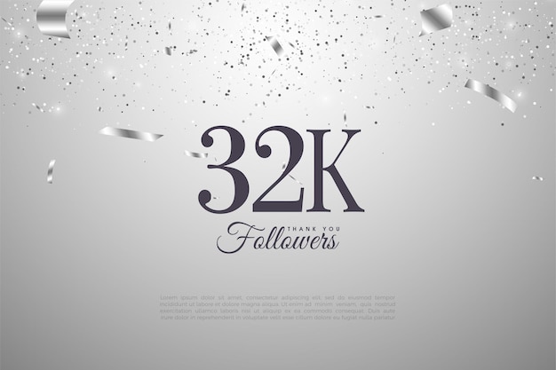 Fondo de 32k seguidores con diseño de número plano