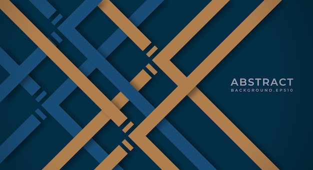 Fondo 3D azul oscuro abstracto con líneas doradas Estilo de corte de papel texturizado para cartel Banner