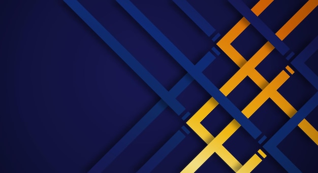 Fondo 3D azul oscuro abstracto con líneas doradas Estilo de corte de papel texturizado para diseño web decorativo