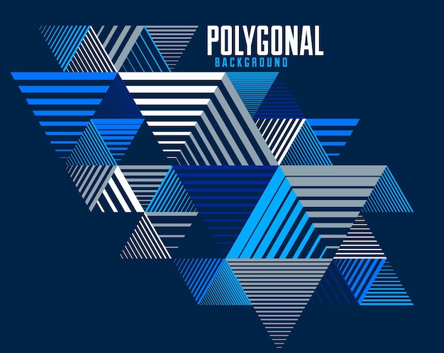Fondo 3D dimensional de vector abstracto de rayas lineales con elemento gráfico de estilo retro aislado con cubos y triángulos. Plantilla para póster o pancarta, portada o anuncio.