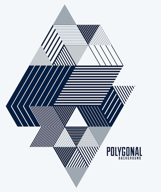 Fondo 3D dimensional de vector abstracto de rayas lineales con elemento gráfico de estilo retro aislado con cubos y triángulos. Plantilla para póster o pancarta, portada o anuncio.