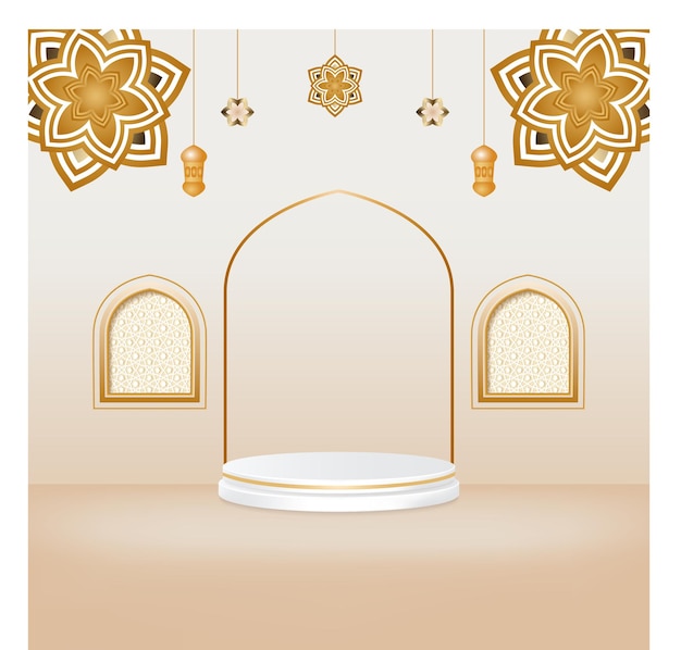 Vector fondo 3d eid mubarak con podio