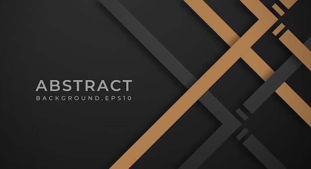 Fondo 3D negro oscuro abstracto con líneas doradas Estilo de corte de papel texturizado para cartel Banner