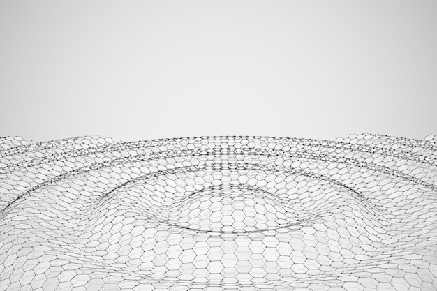 Vector fondo 3d ola de puntos danza geométrica malla futurista hexagonal