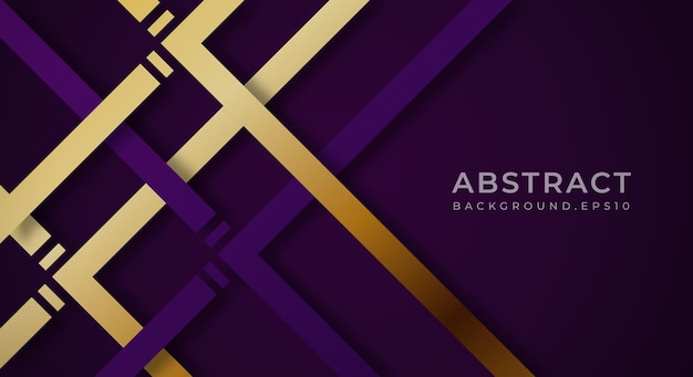 Fondo 3D púrpura oscuro abstracto con líneas doradas y púrpuras Estilo de corte de papel texturizado para póster