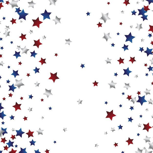 Fondo del 4 de julio con marco de polvo de estrellas. borde de estrellas rojas y azules para el diseño gráfico del día de la independencia de estados unidos. eps