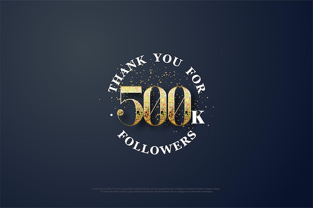 Fondo de 500k seguidores con números de purpurina.