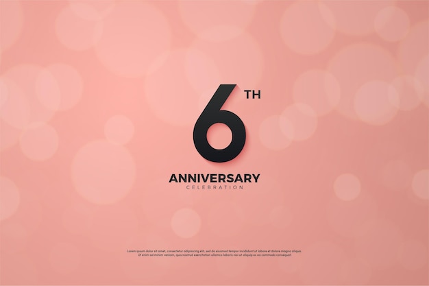 Fondo del 6 ° aniversario en efecto bokeh rosa