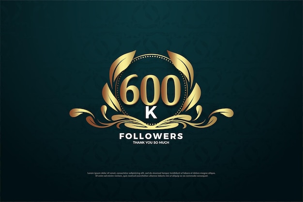 Fondo de 600k seguidores con diseño plano y número único
