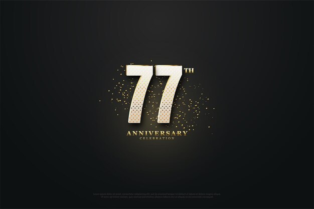 Fondo de 77 aniversario con puntos y números dorados