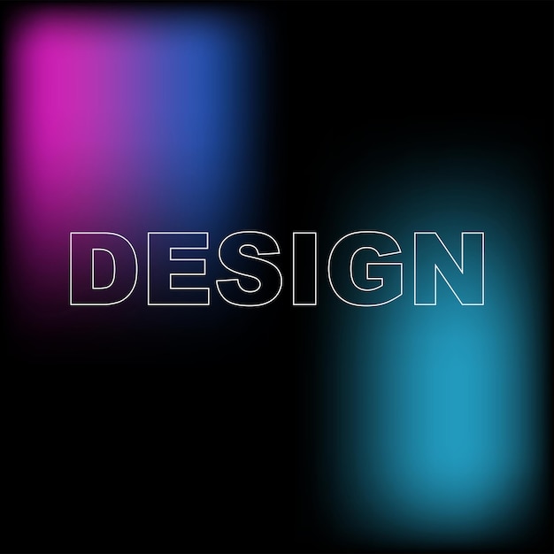 Fondo abstract gradiente con diseño de palabras en tipografía de contorno blanco